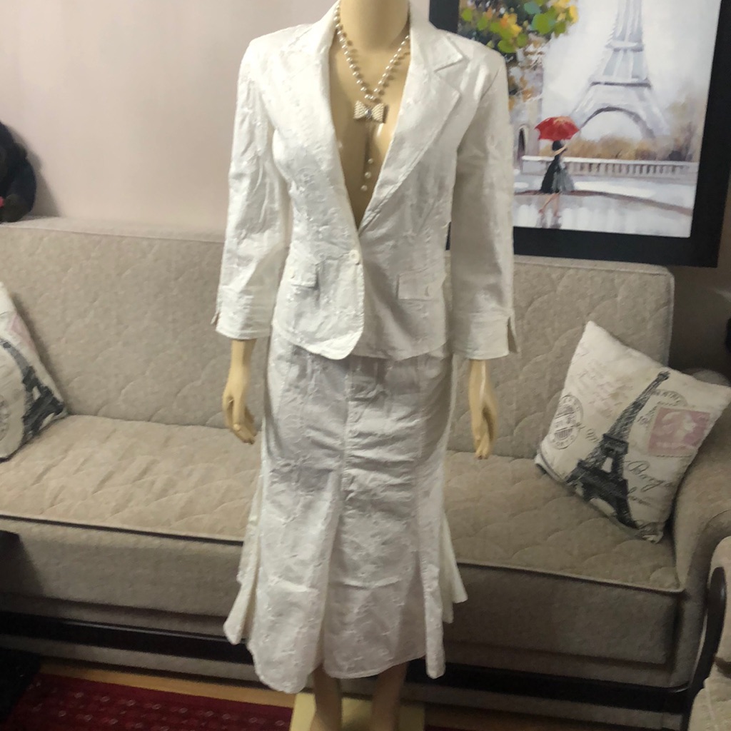 Nwt Off White Cotton Skirt Suit Size M / 8
